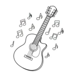 coloriage Guitare et apprentissage