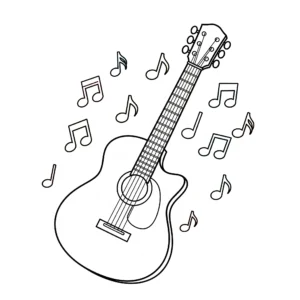 coloriage Guitare et apprentissage