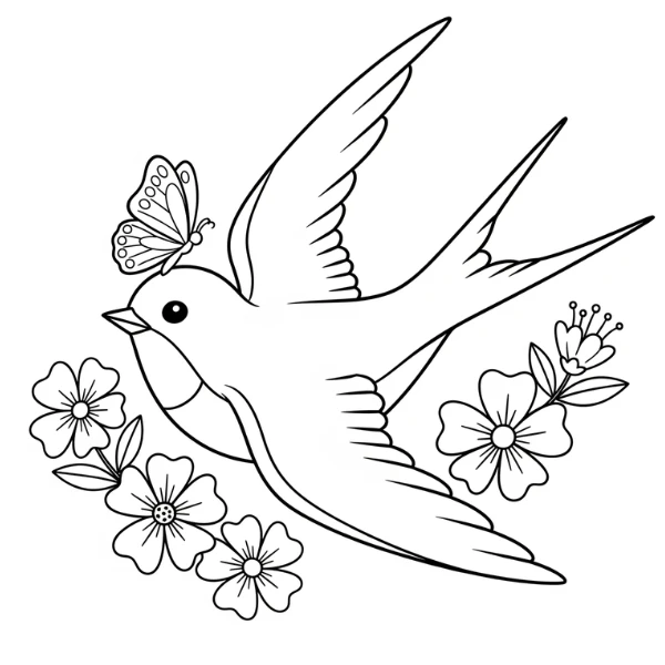 Tranh tô màu Hirondelle