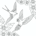 coloriage Hirondelle en ligne pour enfant