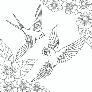 coloriage Hirondelle en ligne pour enfant