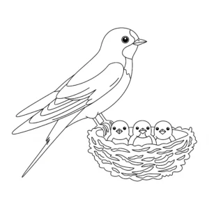 image pour coloriage Hirondelle enfant