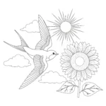 coloriage Hirondelle pour bebe a imprimer