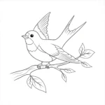coloriage L’Hirondelle sur une Branche à imprimer pour enfant de 4 ans