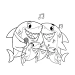 coloriage La Famille Requin Chante à imprimer kawaii