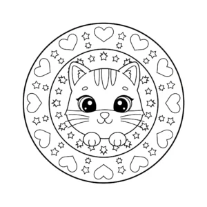 coloriage Mandala Chat et dessin a imprimer