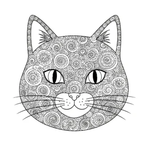 imprimer coloriage Mandala Chat gratuit