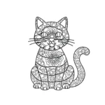 coloriage Mandala Chat pour primaire