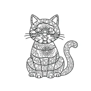 coloriage Mandala Chat pour primaire