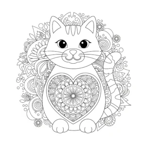 image de coloriage Mandala Chat pour enfant