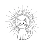 coloriage Mandala Chat pour enfant de 4 ans