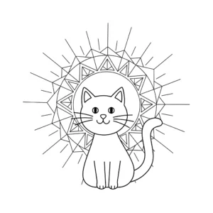 coloriage Mandala Chat pour enfant de 4 ans