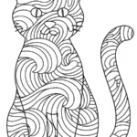 coloriage Mandala Chat a colorier en ligne gratuitement