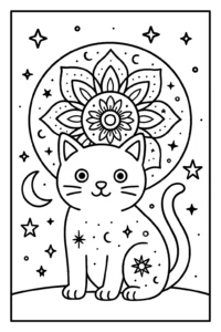 coloriage Mandala Chat à imprimer pour enfants