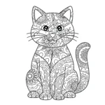 coloriage Mandala Chat gratuit pour enfants