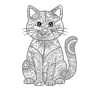 coloriage Mandala Chat gratuit pour enfants