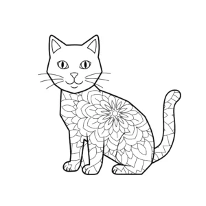 coloriage Mandala Chat pour enfant de 4 ans