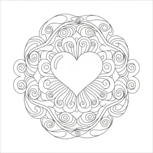 imprimer coloriage Mandala Coeur gratuit