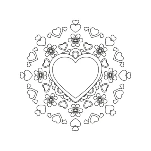 coloriage Mandala Coeur pour enfant gratuit