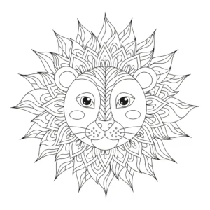 coloriage Mandala Lion pour enfants à télécharger