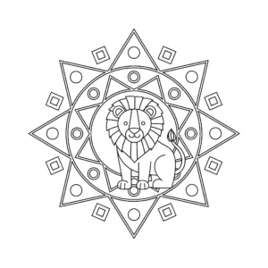 coloriage Mandala Lion gratuit à imprimer