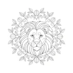 coloriage Mandala Lion pour enfant de 7 ans