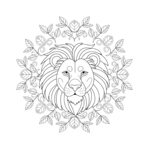 coloriage Mandala Lion pour enfant de 7 ans