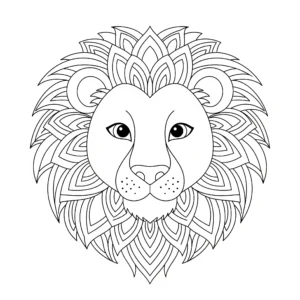 coloriage Mandala Lion pour enfant de 2 ans