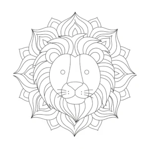 coloriage Mandala Lion pour enfant de 8 ans