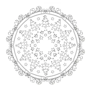 imprimer coloriage Mandala Noël gratuit