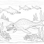 coloriage Mosasaure educatif pour enfant