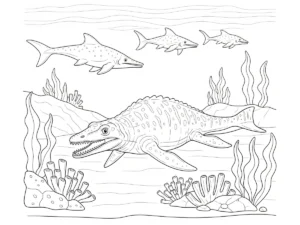 coloriage Mosasaure educatif pour enfant