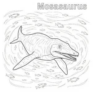 coloriage Mosasaure a imprimer pour enfant de 4 ans