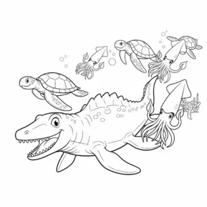 coloriage Mosasaure pour enfants à télécharger