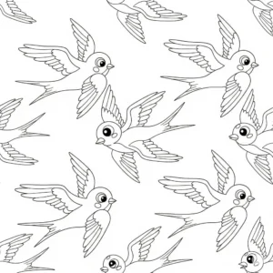 image pour coloriage Motif d’Hirondelles Répété enfant