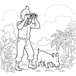 coloriage Tintin a imprimer pour enfant de 4 ans