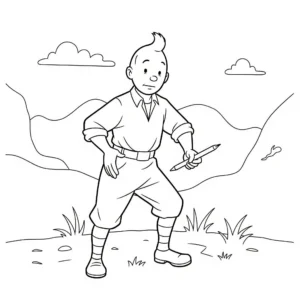 coloriage Tintin et découpage à imprimer