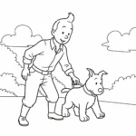 coloriage Tintin pour enfant de 8 ans