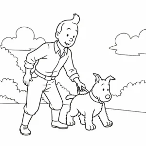 coloriage Tintin pour enfant de 8 ans