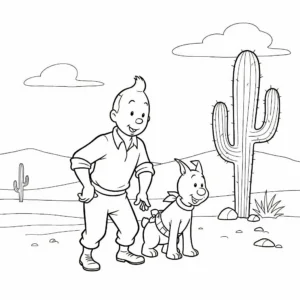coloriage Tintin pour enfant de 8 ans