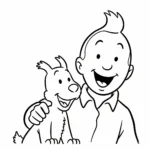coloriage Tintin et Milou souriants pour bebe a imprimer