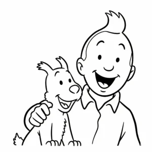 coloriage Tintin et Milou souriants pour bebe a imprimer