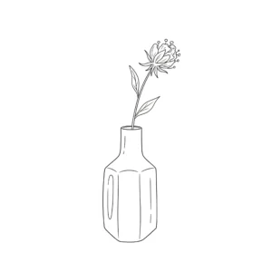 coloriage Vase minimaliste avec une seule fleur séchée à imprimer pdf gratuit