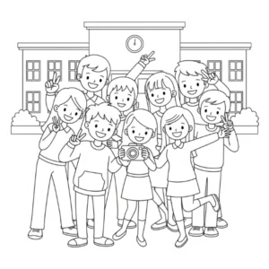 coloriage Le Cartable en Vacances pour enfants à imprimer