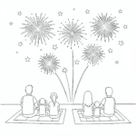 coloriage 4 Juillet et découpage à imprimer
