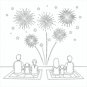 coloriage 4 Juillet et découpage à imprimer