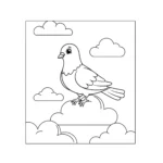 coloriage Colombe et Nuages et découpage à imprimer