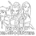 coloriage KPop Demon Hunters pour enfants a imprimer gratuit