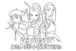 coloriage KPop Demon Hunters pour enfants a imprimer gratuit
