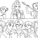 coloriage KPop Demon Hunters à imprimer pour enfant de 3 ans